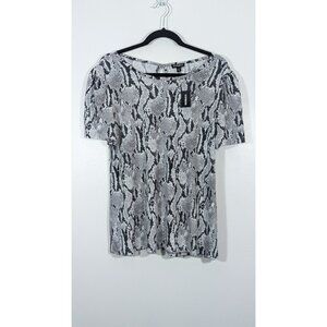 Women’s Express Snake Print Top Size X-Large Keyhole Back Short Sleeve Blouse